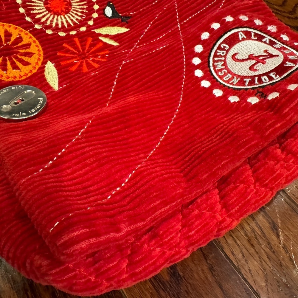 Red Corduroy Quilted Collegiate Purse Alabama Crimson Tide Crossbody Front Flap - Picture 2 of 7